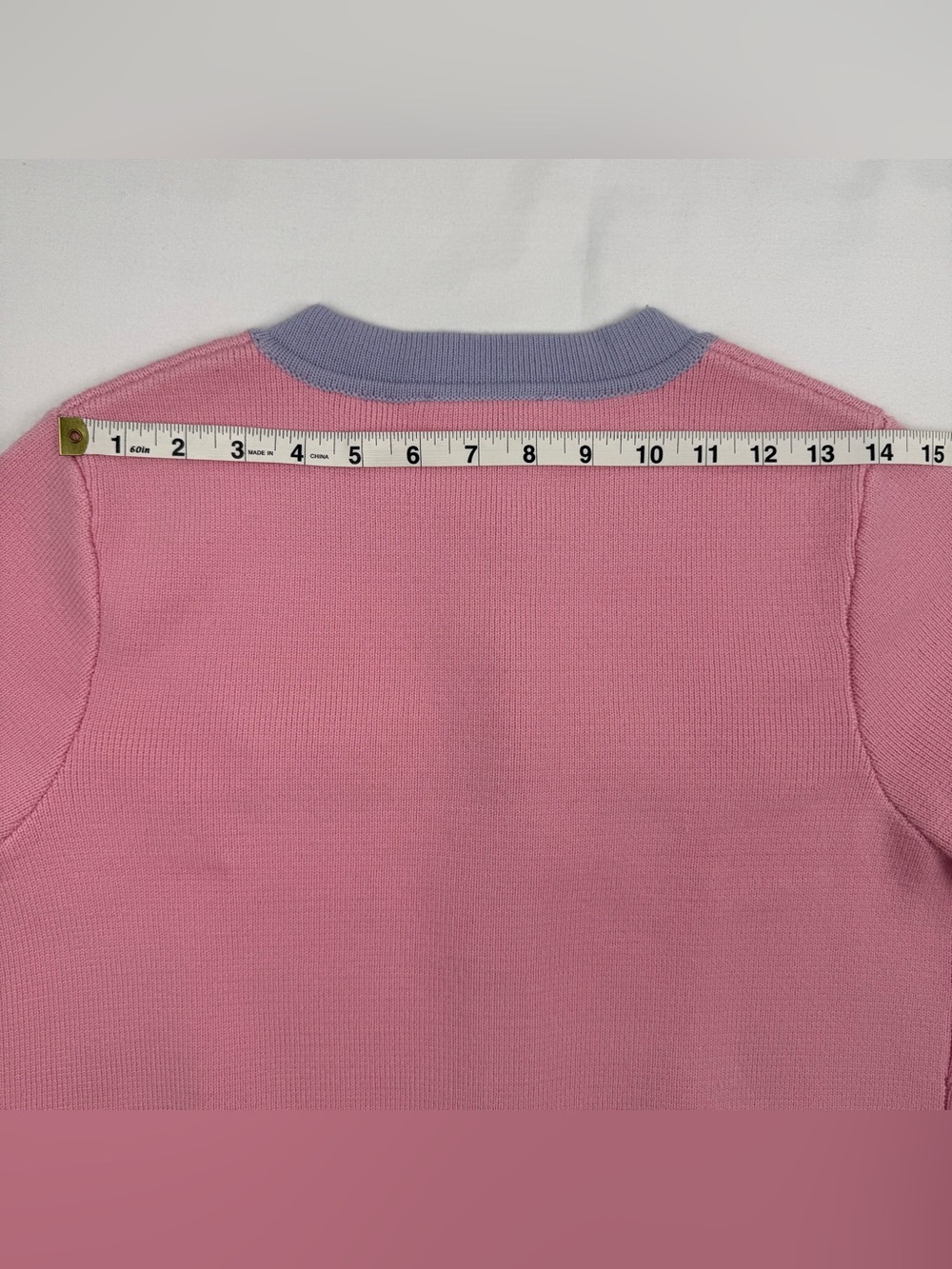 LoveShackFancy Elif Cardigan Sweater Pink Lavender 100% Wool Gold Button Women M - Picture 11 of 11